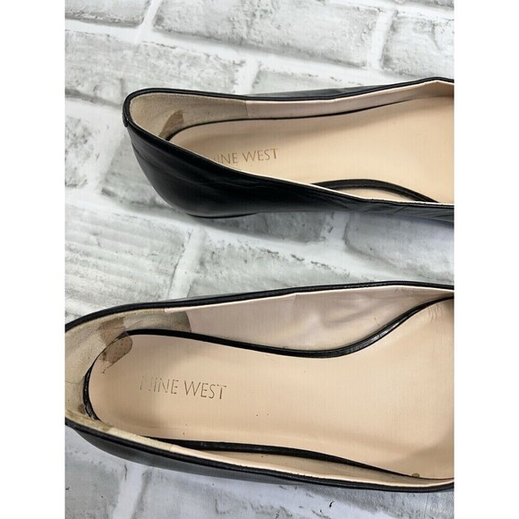 Nine West NWONLEE Women's Size 9.5 Black Leather Flat Pointed Toe Classic Shoes - Picture 7 of 12